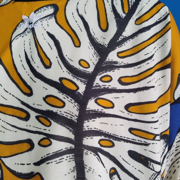 Adidas x FARM Rio Tropical Leaf Pineapple Print Tee Shirt Dress Trefoil Logo L - Picture 9 of 11